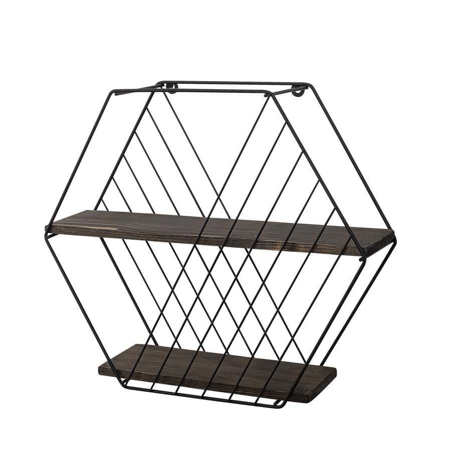 NORDVRK Anemone vegghylle - mrk valnttfarget grantre og sort metall