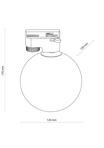 TK Tracer taklampe - hvitt glass og sort metall