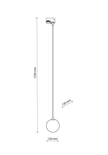 TK Tracer taklampe - hvitt glass og sort metall