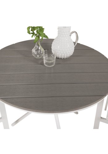 VENTURE DESIGN Parma hagesett, med salongbord og 2 stoler med armlener - hvit alu/gr tekstilene/gr aintwood