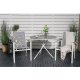 VENTURE DESIGN Parma hagesett, med salongbord og 2 stoler med armlener - hvit alu/gr tekstilene/gr aintwood