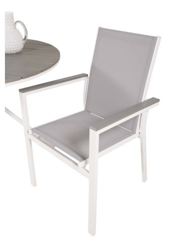 VENTURE DESIGN Parma hagesett, med salongbord og 2 stoler med armlener - hvit alu/gr tekstilene/gr aintwood