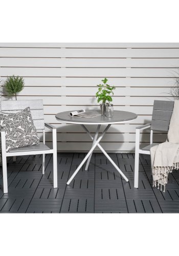 VENTURE DESIGN havest, m. Parma cafébord ( 90) og 2 Levels stole m. armln - hvid alu/gr aintwood