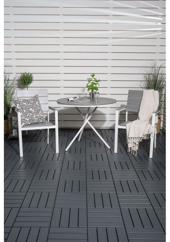 VENTURE DESIGN havest, m. Parma cafébord ( 90) og 2 Levels stole m. armln - hvid alu/gr aintwood