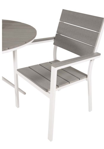 VENTURE DESIGN havest, m. Parma cafébord ( 90) og 2 Levels stole m. armln - hvid alu/gr aintwood