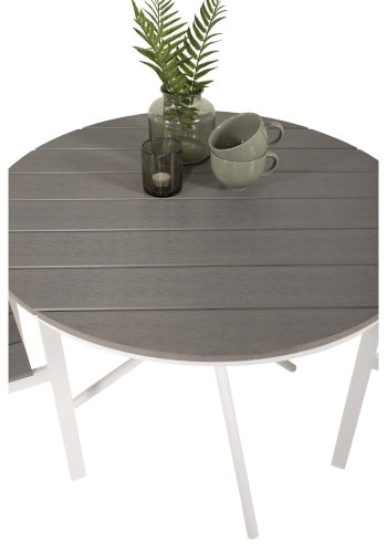 VENTURE DESIGN havest, m. Parma cafébord ( 90) og 2 Levels stole m. armln - hvid alu/gr aintwood