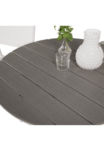 VENTURE DESIGN Gartenset mit Parma Cafétisch ( 90) und 2 Santorini Stühlen mit Armlehnen - Weißaluminium/Textilene