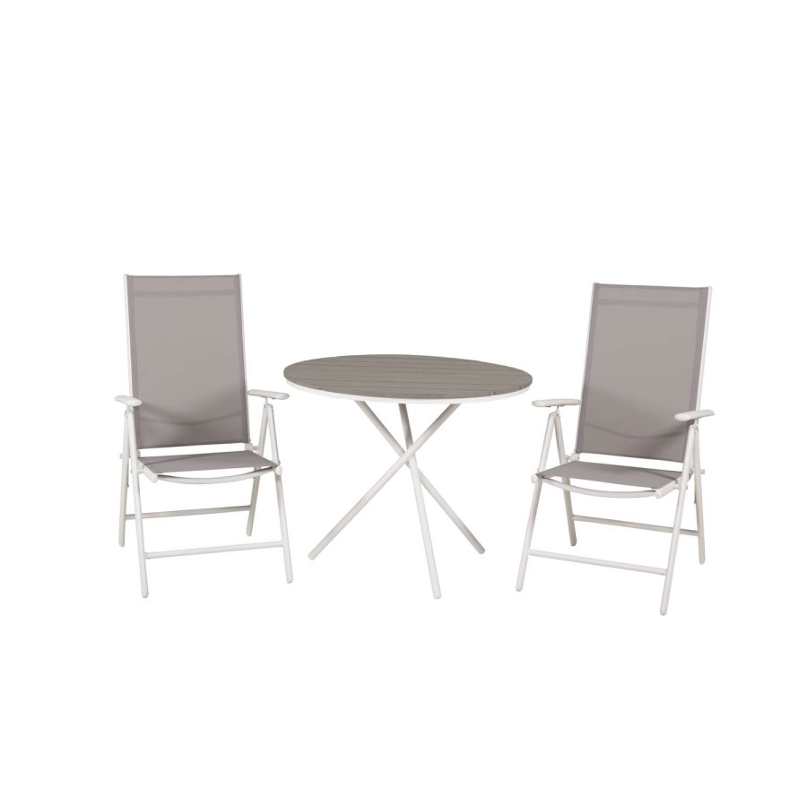 VENTURE DESIGN havest m. Parma Cafbord ( 90) og 2 Break stole m. armln - hvid alu/gr textilene