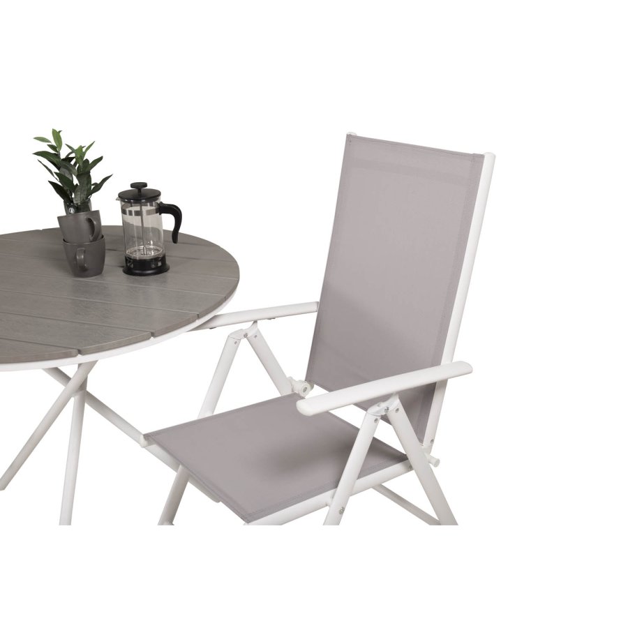 VENTURE DESIGN havest m. Parma Cafbord ( 90) og 2 Break stole m. armln - hvid alu/gr textilene