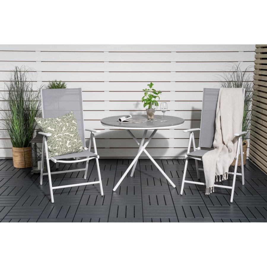 VENTURE DESIGN havest m. Parma Cafbord ( 90) og 2 Break stole m. armln - hvid alu/gr textilene