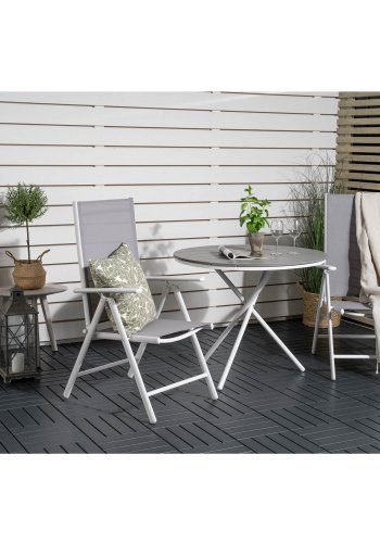 VENTURE DESIGN havest m. Parma Cafbord ( 90) og 2 Break stole m. armln - hvid alu/gr textilene