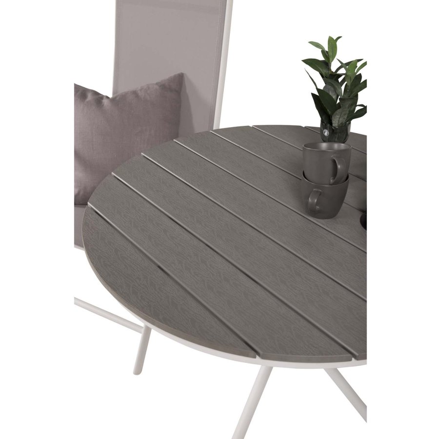 VENTURE DESIGN havest m. Parma Cafbord ( 90) og 2 Break stole m. armln - hvid alu/gr textilene