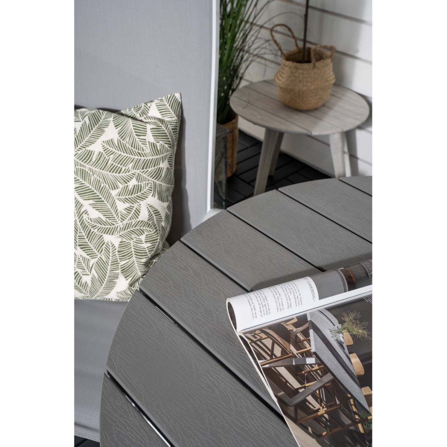 VENTURE DESIGN havest m. Parma bord ( 90) og 2 Copacabana stole m. recliner - hvid alu/gr textile