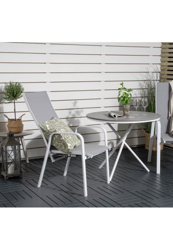 VENTURE DESIGN havest m. Parma bord ( 90) og 2 Copacabana stole m. recliner - hvid alu/gr textile