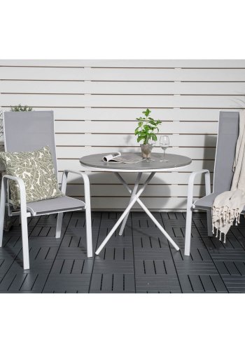 VENTURE DESIGN havest m. Parma bord ( 90) og 2 Copacabana stole m. recliner - hvid alu/gr textile