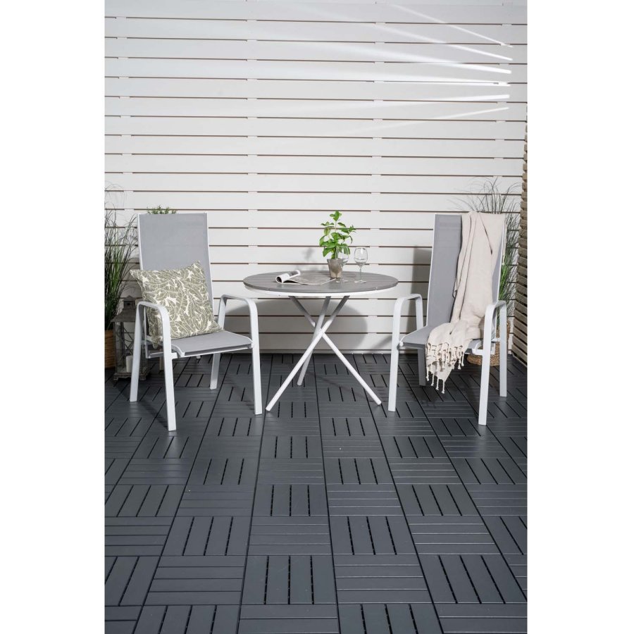 VENTURE DESIGN havest m. Parma bord ( 90) og 2 Copacabana stole m. recliner - hvid alu/gr textile