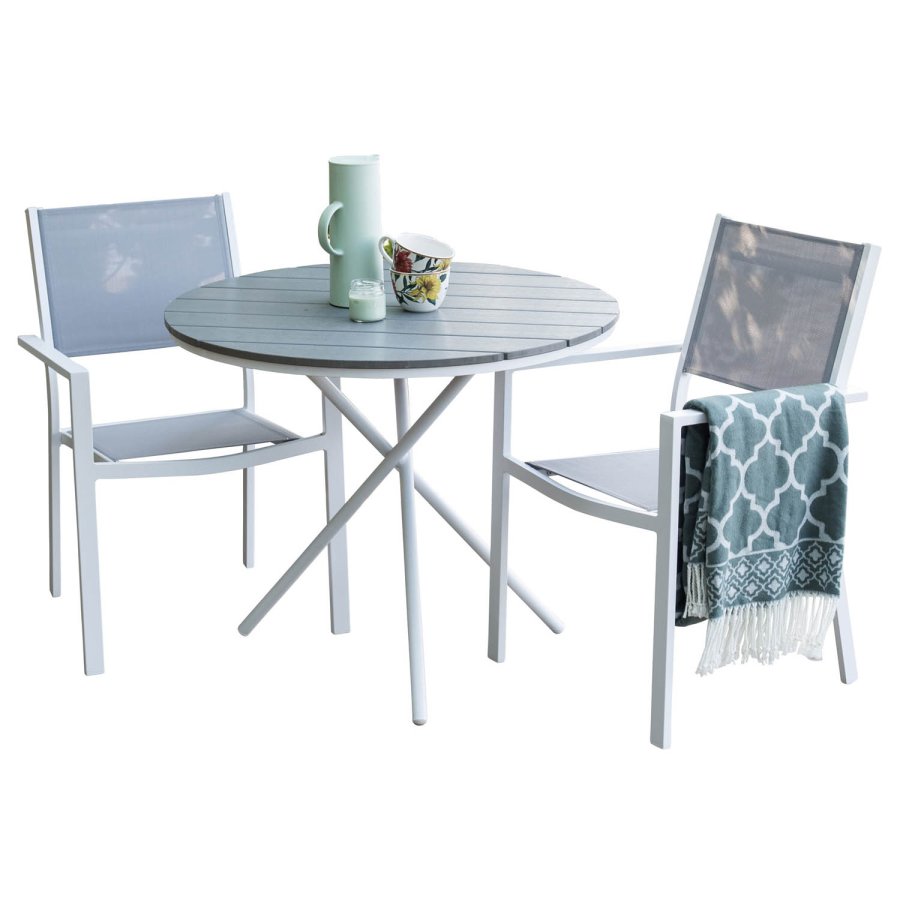 VENTURE DESIGN havest m. Parma bord (90) og 2 Copacabana stole m. armln - gr aintwood/textilene