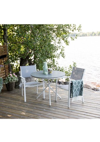 VENTURE DESIGN havest m. Parma bord (90) og 2 Copacabana stole m. armln - gr aintwood/textilene