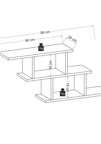 NORDVRK Funda vegghylle - hvit melamin