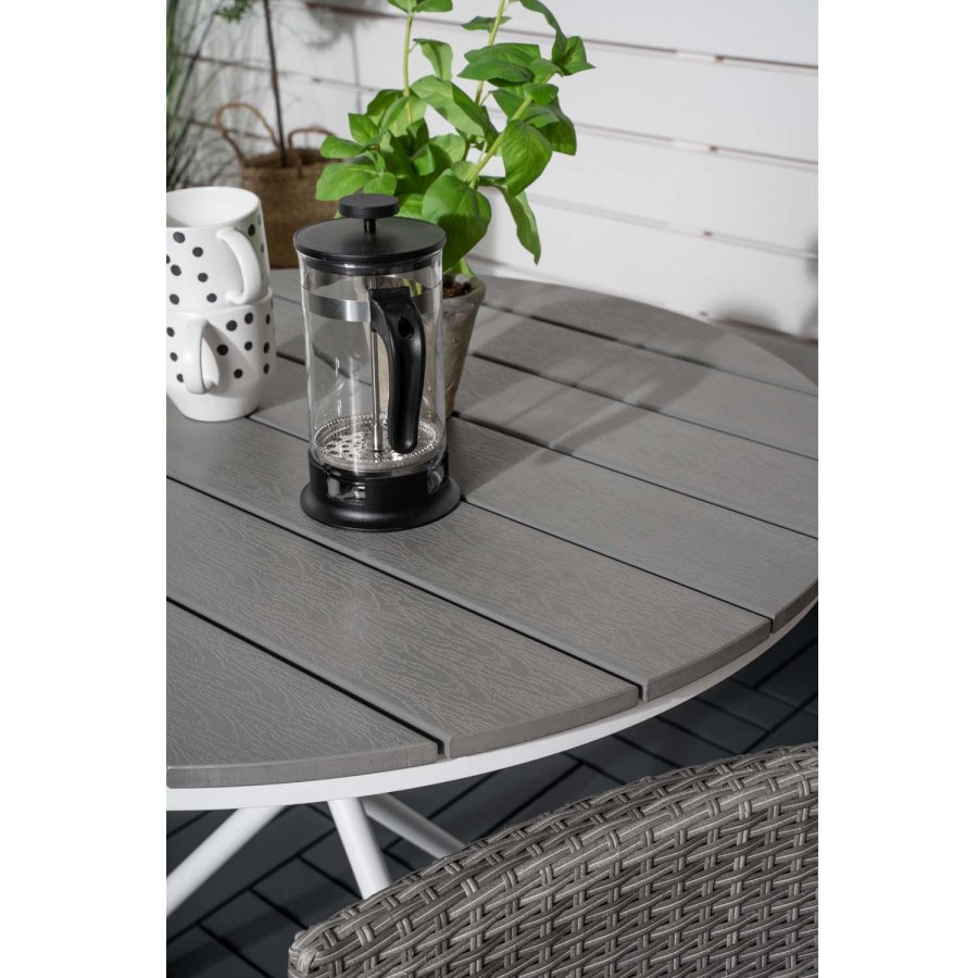 VENTURE DESIGN havest m. Parma bord ( 90) og 2 Malin stole m. armln + hynde - gr aintwood/rattan