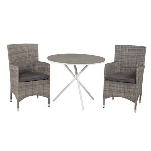 VENTURE DESIGN havest m. Parma bord ( 90) og 2 Malin stole m. armln + hynde - gr aintwood/rattan