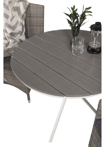 VENTURE DESIGN havest m. Parma bord ( 90) og 2 Malin stole m. armln + hynde - gr aintwood/rattan