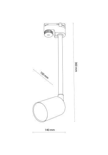 TK Tracer Lang taklampe - svart metall