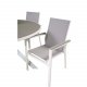 VENTURE DESIGN Parma havest, m. bord (140) og 4 stole m. armln - hvid alu/gr textilene/aintwood