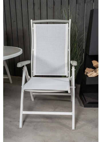 VENTURE DESIGN havest m. Parma bord (140) og 4 Albany stole m. armln - hvid alu og gr aintwood