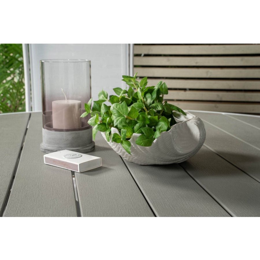 VENTURE DESIGN havest m. Parma bord (140) og 4 Albany stole m. armln - hvid alu og gr aintwood