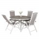 VENTURE DESIGN havest m. Parma bord (140) og 4 Albany stole m. armln - gr aintwood og hvid alu
