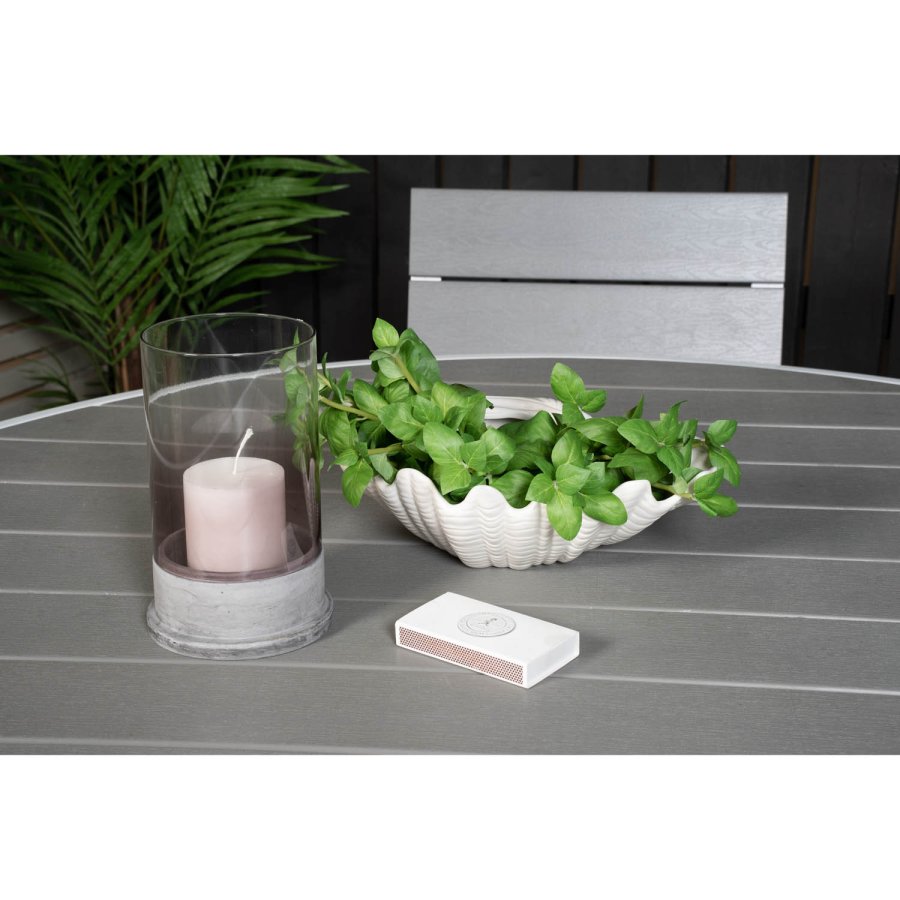 VENTURE DESIGN havest m. Parma bord ( 140) og 4 Levels stole m. armln - hvid alu/gr aintwood