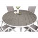 VENTURE DESIGN Gartenset mit Parma-Tisch (140) und 4 Break-Stühlen mit Liegefunktion – weißes Aluminium/graues Textilene