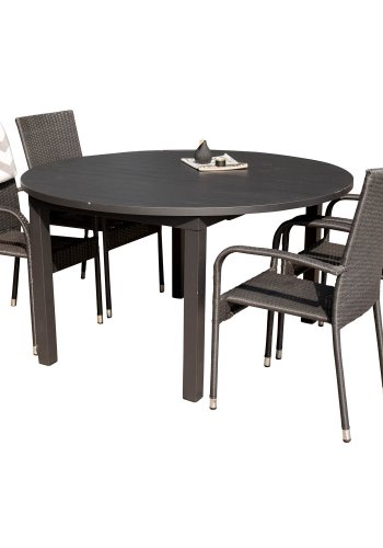 VENTURE DESIGN havest m. Marbella bord og 4 Anna stole m. armln- sort alu/rattan