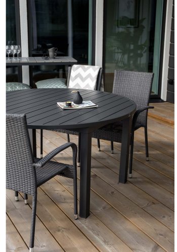 VENTURE DESIGN havest m. Marbella bord og 4 Anna stole m. armln- sort alu/rattan