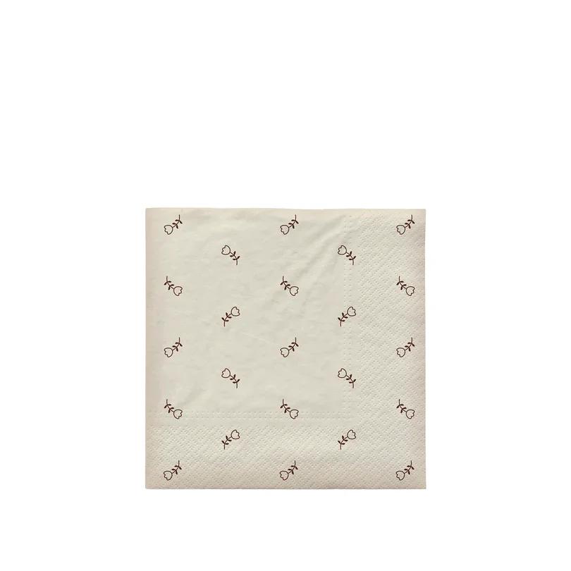 BROSTE COPENHAGEN Mai papirserviet, kvadratisk - offwhite og sort papir (33x33)