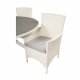 VENTURE DESIGN havest m. Parma bord (140) og 4 Malin stole m. armln - hvid rattan/gr aintwood