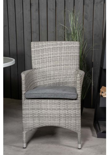 VENTURE DESIGN havest m. Parma bord (140) og 4 Malin stole m. armln + hynde - gr rattan/aintwood