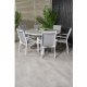 VENTURE DESIGN Parma havest, m. bord (140) og 6 stole m. armln - hvid alu/gr textilene/aintwood