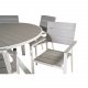 VENTURE DESIGN havest, m. Parma bord ( 140) og 6 Levels stole m. armln - hvid alu/gr aintwood