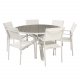 VENTURE DESIGN Gartenset mit Parma Tisch ( 140) und 6 Santorini Stühlen mit Armlehnen - Weißaluminium/Textilene