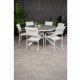 VENTURE DESIGN Gartenset mit Parma Tisch ( 140) und 6 Santorini Stühlen mit Armlehnen - Weißaluminium/Textilene