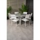 VENTURE DESIGN Gartenset mit Parma Tisch ( 140) und 6 Santorini Stühlen mit Armlehnen - Weißaluminium/Textilene