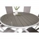 VENTURE DESIGN Gartenset mit Parma-Tisch (140) und 6 Break-Stühlen mit Liegefunktion – weißes Aluminium/graues Textilene