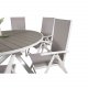 VENTURE DESIGN Gartenset mit Parma-Tisch (140) und 6 Break-Stühlen mit Liegefunktion – weißes Aluminium/graues Textilene