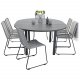 VENTURE DESIGN Gartenset mit Marbella-Tisch und 6 Lindos-Stühlen – schwarzes Aluminium und graues Seil