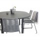 VENTURE DESIGN Gartenset mit Marbella-Tisch und 6 Lindos-Stühlen – schwarzes Aluminium und graues Seil