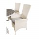 VENTURE DESIGN havest m. Parma bord (140) og 6 Padova stole m recliner - hvid rattan/gr aintwood