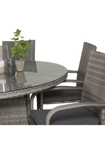 VENTURE DESIGN havest m. Volta bord (150) og 6 Anna stole m. armln - gr rattan og glas