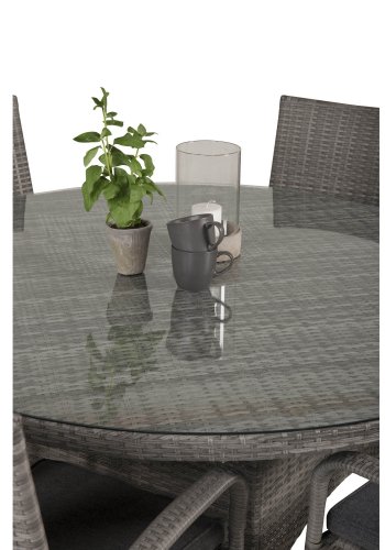 VENTURE DESIGN havest m. Volta bord (150) og 6 Anna stole m. armln - gr rattan og glas